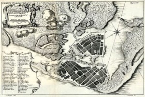 fortificaciones de Cartagena de Indias. Publicado en la obra 'Relación Histórica del Viaje a la América Meridional', de Jorge Juan y Antonio de Ulloa.