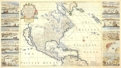 Thomas Bakewell. América, un mapa nuevo y exacto de acuerdo con las observaciones de ultimos viajeros del año 1748 comunicadas a la English Royal Society y a la French Royall Academy of Science